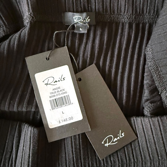 NWT Rails Angie Ribbed Midi Skirt | Women’s L | Black Stretch Knit Quiet Luxury - Picture 5 of 9